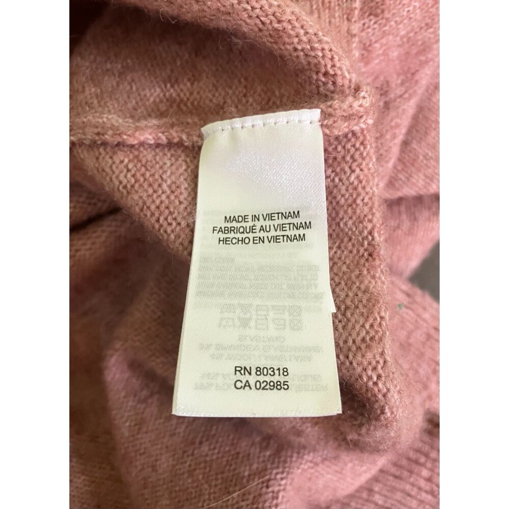 Lucky Brand v-neck fuzzy plush wool blend oversized slouchy sweater in mauve - Picture 5 of 12